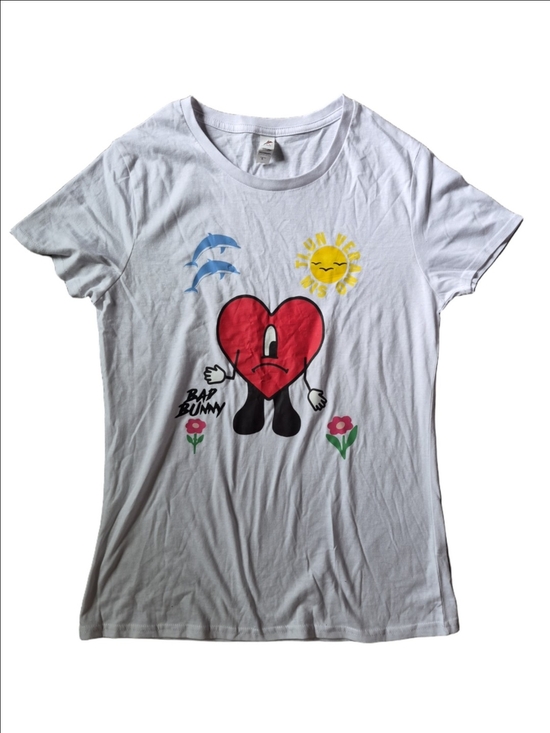 Smart Blanks Tops - Bad Bunny Heart Graphic Tee T Shirt Red Heart Sun Size Large